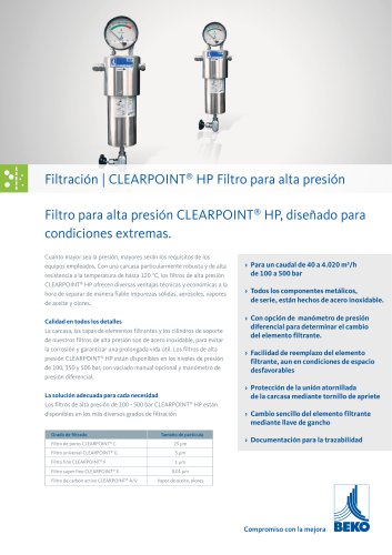 Filtro para alta presión CLEARPOINT ® HP