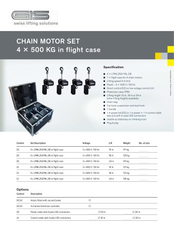 CHAIN MOTOR SET 4 x 500 KG in flight case