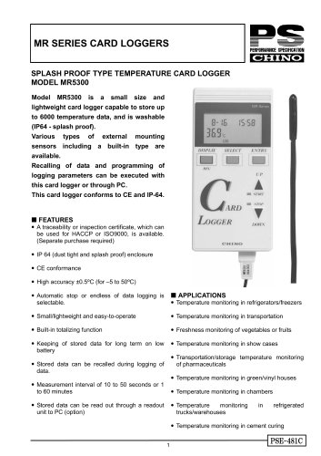 MR SERIES CARD LOGGERS