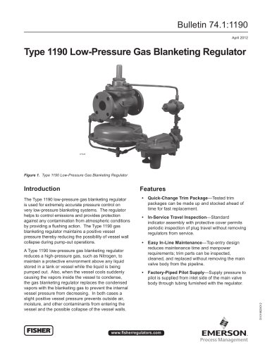 1190 Low Pressure Gas Blanketing Regulator