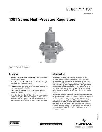 1301 Series High-Pressure Regulators