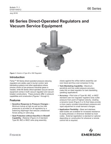 66 Series Direct-Operated Regulators and Vacuum Service Equipment