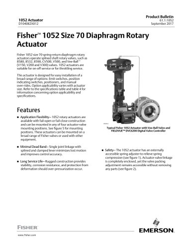 Fisher™ 1052 Size 70 Diaphragm RotaryActuator