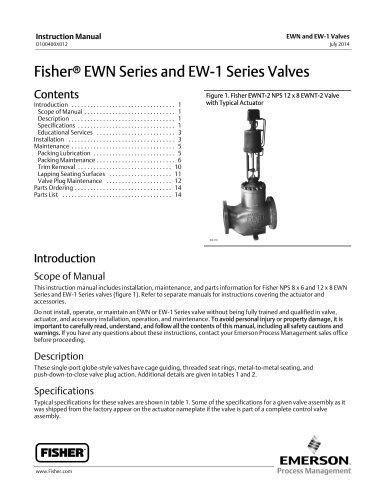 Fisher® EWN Series and EW-1 Series Valves