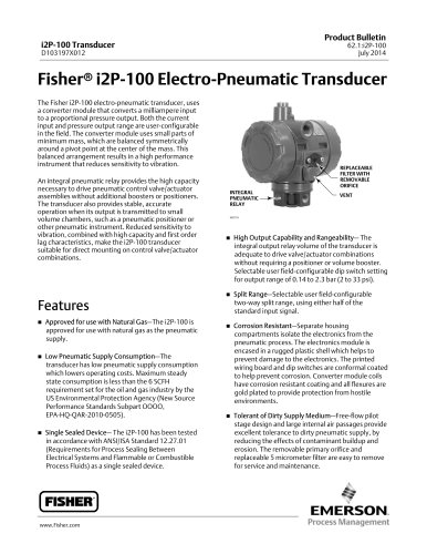 Fisher® i2P-100 Electro-Pneumatic Transducer