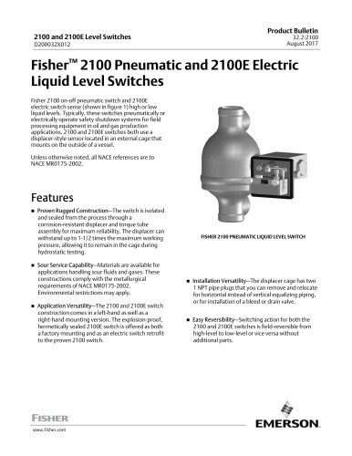 www.Fisher.comFisher™ 2100 Pneumatic and 2100E ElectricLiquid Level Switches