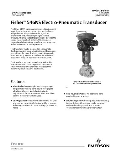 www.Fisher.comFisher™ 546NS Electro‐Pneumatic Transducer