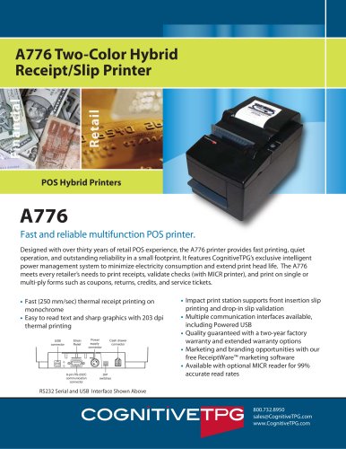 A776 Two-Color Hybrid Receipt/Slip Printer