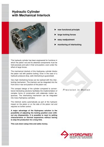 Special Cylinders · Hydraulic Cylinder with Mechanical Interlock