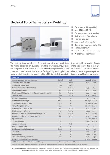 Electrical Force Transducers – Model 307