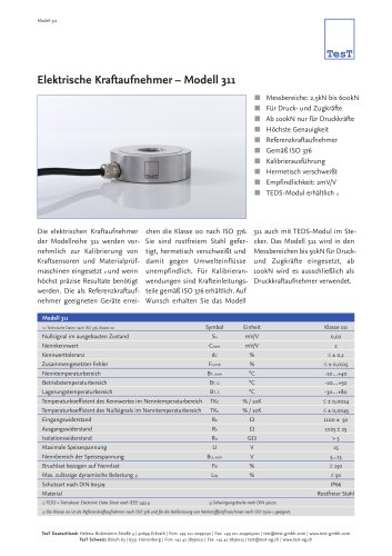 Electrical Force Transducers – Model 311