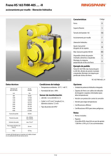 Hoja de datos HS 165 FHM-405 &hellip; -H