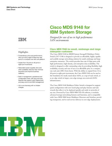 Cisco MDS 9148 for IBM System Storage