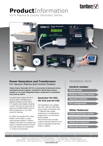 HV-X Series Corona Power Generators