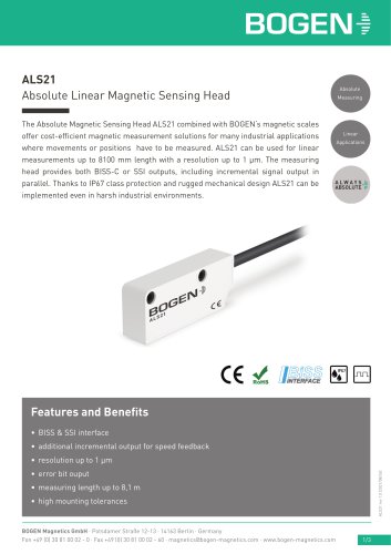 ALS21 Absolute Linear Magnetic Sensing Head