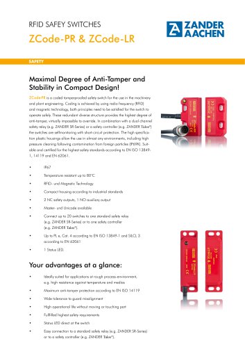 RFID SAFEY SWITCHES ZCode-PR & ZCode-LR