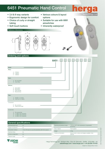 6451 Pneumatic Hand Control