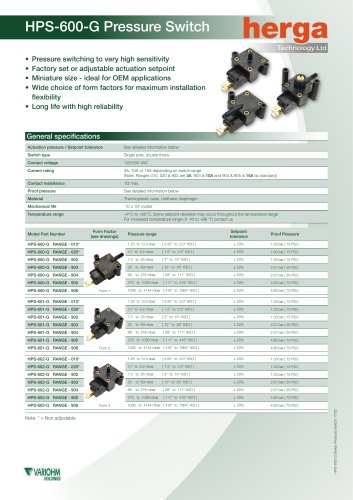 HPS-600-G Pressure Switch