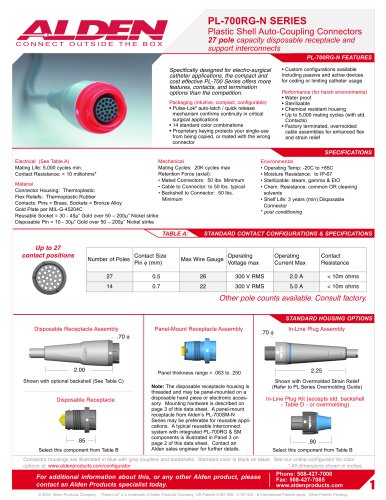 PL-700RG-N SERIES   Medical Disposable Auto-Coupling Connectors