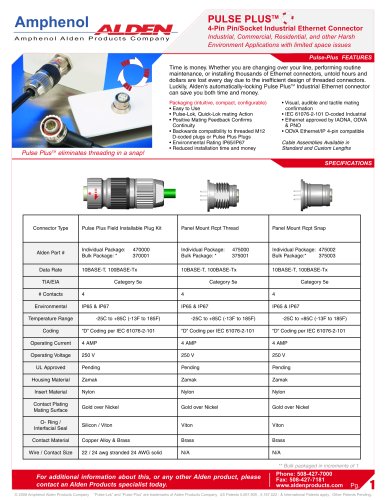 The Revolutionary New Pulse-PlusTM Industrial Ethernet Receptacles & Plugs