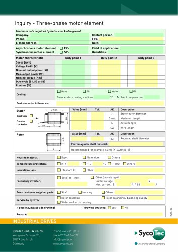 Inquiry SycoTec motor elements