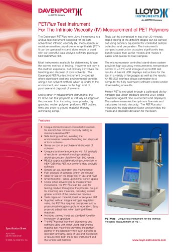 PET intrinsic viscosity measurement instruments