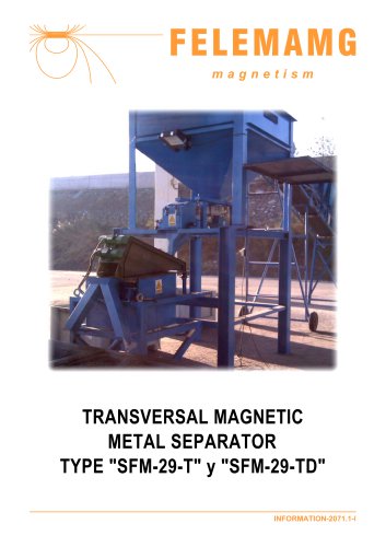 Separador Magnético Transversal De Metales Tipos "SFM-29-T" y "SFM-29-TD"