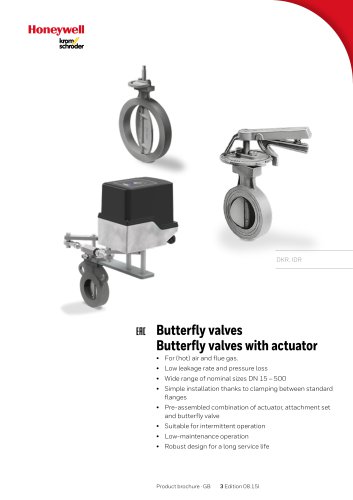 Butterfly valves with actuator