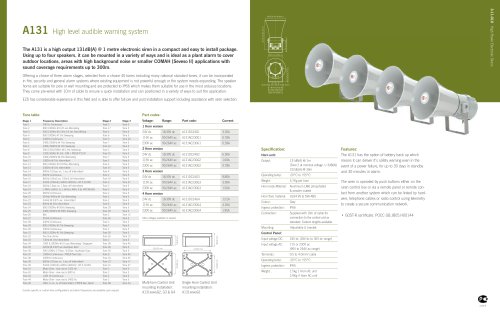 A131 High level audible warning system