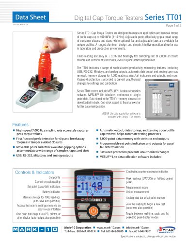 Digital Cap Torque Testers Series TT01