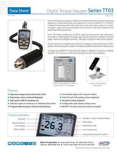 Digital Torque Gauges Series TT03