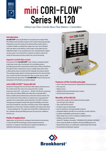 mini CORI-FLOW ML120 Coriols Mass Flow Meters/Controllers for (ultra) low flow ranges