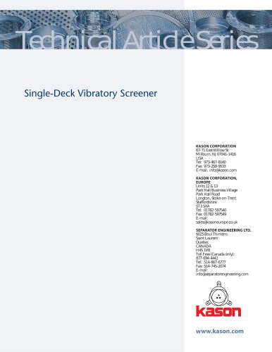 Single-Deck Vibratory Screener