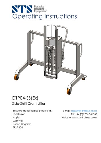 Drum Lifter DTP04-R500-1250-SS - Instruction Manual (Hybrid drum lifter DTP04-R500-1250-SS)