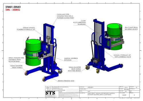 Drum Tipper - STM01-DRU01 - Technical Drawings (Manual drum lifter STM01-DRU01)