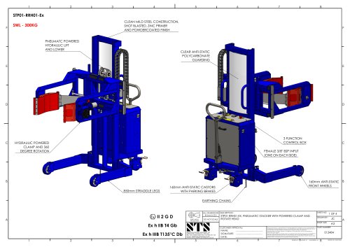 Drum Tipper - STP01-RRH01-Ex -Technical Drawings (Pneumatic drum lifter STP01-RRH01-Ex)