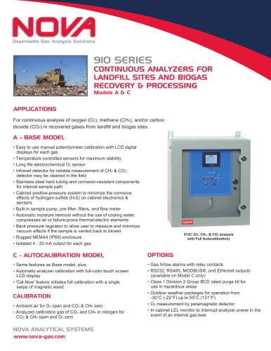 Nova 910 Series Landfill Gas Analyzers