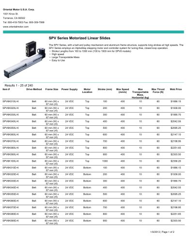 SPV Series Motorized Linear Slides