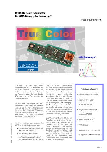 Product information - MTCS-C2 Board Colorimeter 