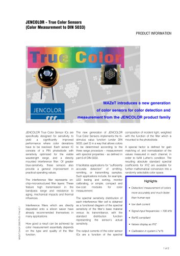 Product information - Overview MTCS True Color Sensors