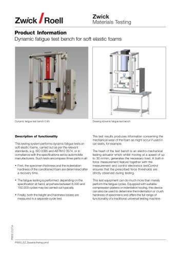 Dynamic fatigue test bench for soft elastic foams