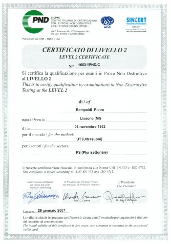 Ultrasonic Test Certificate