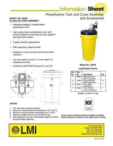 PE Tank Cover Assembly and Acessories Instruction Sheet