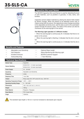 Capacitive Silo Level Sensor (3S-SLS-CA)