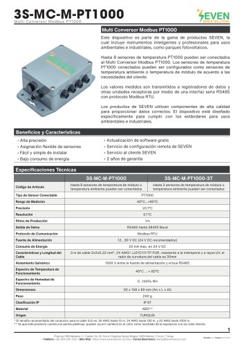 Convertidor de M&uacute;lti-PT1000 a Modbus (3S-MC-M-PT1000)