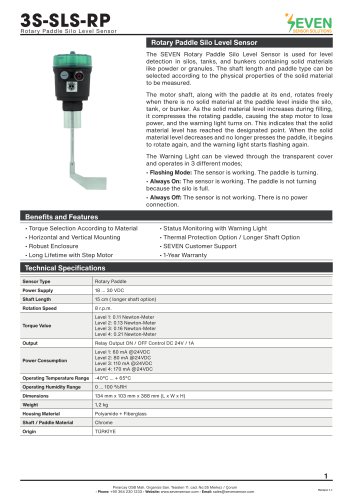 Sensor de Nivel con Paleta Rotativa (3S-SLS-RP) 