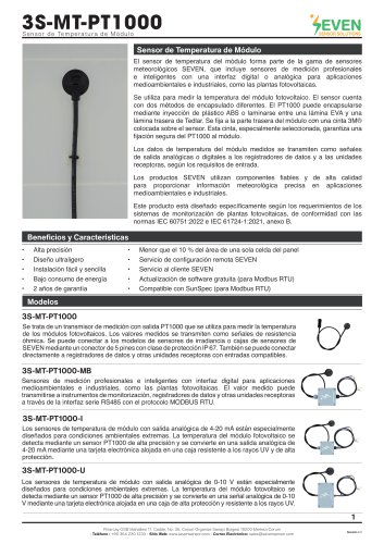 Sensor de Temperatura del M&oacute;dulo (3S-MT-PT1000)
