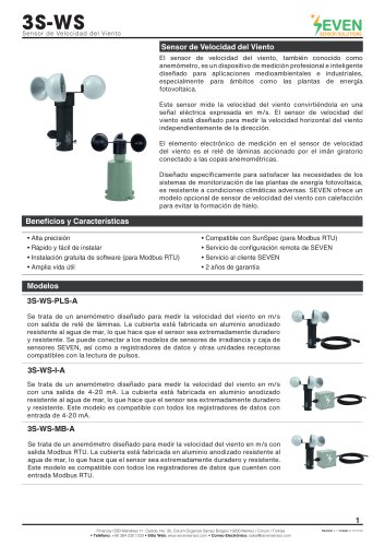 Sensor de Velocidad del Viento (3S-WS)