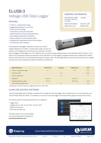 EL-USB-3, Voltage USB Data Logger