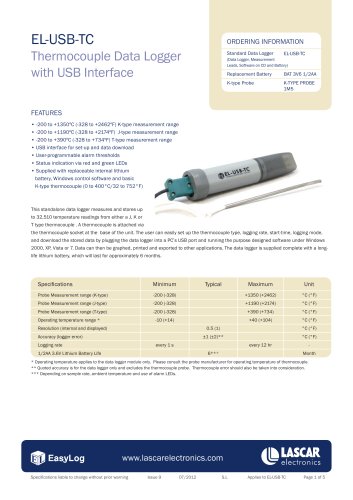 EL-USB-TC, Thermocouple Data Logger with USB Interface